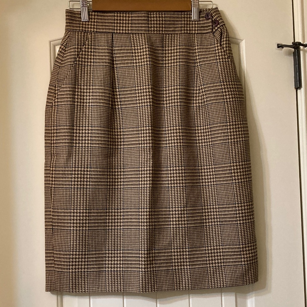 Classic Plaid Brown Wool Skirt